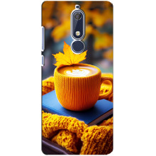 Чехол с уникальным дизайном «Осень с кофе» для Nokia 5 2018, 5.1 – Кофе с жёлтым