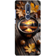 Чехол с уникальным дизайном «Осень с кофе» для Nokia 5 2018, 5.1 – Тёмный кофе