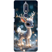 Яркий чехол для Nokia 5 2018, 5.1 с Зимними Оленятами (Блистающий оленёнок)