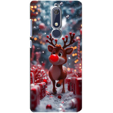 Яркий чехол для Nokia 5 2018, 5.1 с Зимними Оленятами (Олень среди подарков)