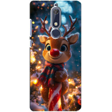 Яркий чехол для Nokia 5 2018, 5.1 с Зимними Оленятами (Олень в шарфе)