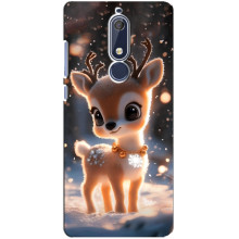 Яркий чехол для Nokia 5 2018, 5.1 с Зимними Оленятами (Оленёнок)