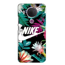 Силиконовый Чехол на Nokia 5.4 с картинкой Nike – Цветочный Nike