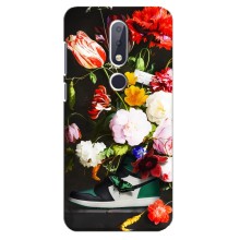 Брендновые Чехлы для Nokia 6.1 Plus - (PREMIUMPrint) (Nike цветы)