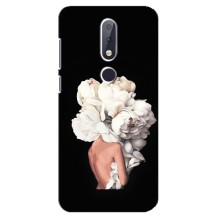 Чехлы (ART) Цветы на Nokia 6.1 Plus (VPrint) (Белые цветы)