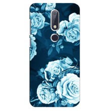 Чехлы (ART) Цветы на Nokia 6.1 Plus (VPrint) (Голубые Бутоны)