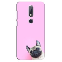 Бампер для Nokia 6.1 Plus с картинкой "Песики" (Собака на розовом)