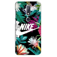 Силіконовый Чохол на Nokia 6.1 Plus з картинкою НАЙК – Квітковий Nike