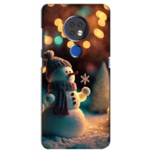 Чехлы на Новый Год Nokia 6.2 (2019) (Снеговик праздничный)