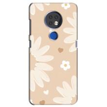 Чехол с цветочным принтом на Нокиа 6.2 (2019) – Бежевые цветы