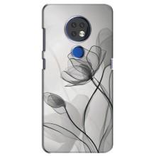 Чехол с цветочным принтом на Нокиа 6.2 (2019) – Черные цветы