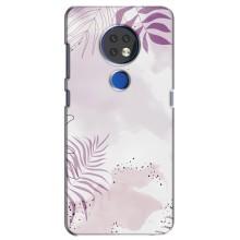 Чехол с цветочным принтом на Нокиа 6.2 (2019) – Фиолетовые листья