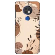 Чехол с цветочным принтом на Нокиа 6.2 (2019) – Коричневые цветы