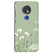 Чехол с цветочным принтом на Нокиа 6.2 (2019) – Цветы на зеленом