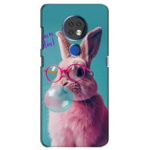 Чехол с принтом стильные животные для Нокиа 6.2 (2019) – Кролик в очках