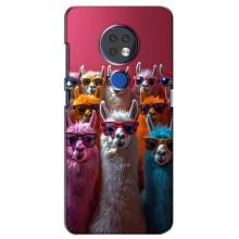 Чехол с принтом стильные животные для Нокиа 6.2 (2019) – Ламы в очках