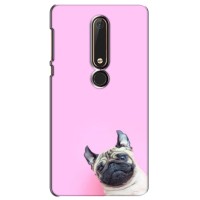 Бампер для Nokia 6 2018 с картинкой "Песики" (Собака на розовом)