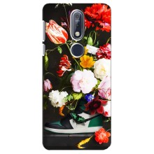 Брендновые Чехлы для Nokia 7 2018, 7.1 - (PREMIUMPrint) (Nike цветы)