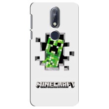 Чехол Майнкрафт на Nokia 7 2018, 7.1 (AlphaPrint) Minecraft (крипер Майнкрафт)