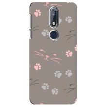 Чехол с рисунком кот на Nokia 7 2018, 7.1 – Лапы и усы