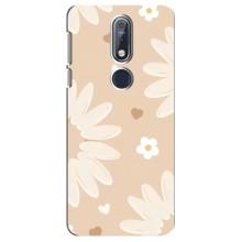 Чохол з квітковим принтом на Нокіа 7.1 – Бежеві квіти