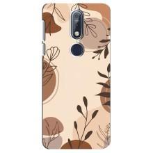Чохол з квітковим принтом на Нокіа 7.1 – Коричневі квіти