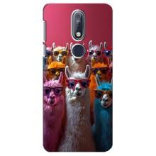 Чехол с принтом стильные животные для Нокиа 7 2018, 7.1 – Ламы в очках