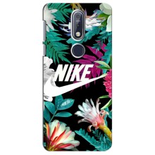 Силіконовый Чохол на Nokia 7 2018, 7.1 з картинкою НАЙК (Квітковий Nike)
