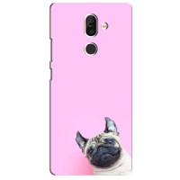 Бампер для Nokia 7 Plus с картинкой "Песики" (Собака на розовом)