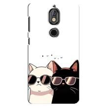 Чехол с рисунком кот на Nokia 7 – Коты в очках
