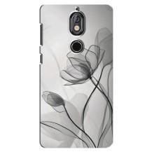 Чехол с цветочным принтом на Нокиа 7 – Черные цветы