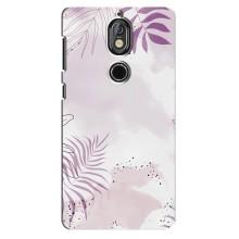 Чехол с цветочным принтом на Нокиа 7 – Фиолетовые листья