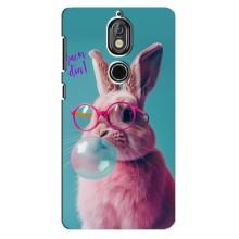 Чехол с принтом стильные животные для Нокиа 7 (Кролик в очках)