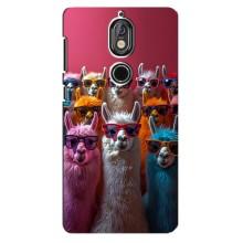 Чехол с принтом стильные животные для Нокиа 7 (Ламы в очках)