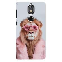 Чехол с принтом стильные животные для Нокиа 7 (Лев в очках)