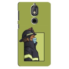 Силиконовый бампер (Работники) на Nokia 7 (Пожарник)
