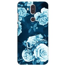 Чехлы (ART) Цветы на Nokia 8.1 , Nokia 8 2018 (VPrint) (Голубые Бутоны)