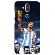 Чехлы для Nokia 8.1 , Nokia 8 2018 (Leo чемпион) (AlphaPrint) (Месси с кубком)