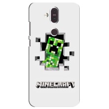 Чехол Майнкрафт на Nokia 8.1 , Nokia 8 2018 (AlphaPrint) Minecraft – крипер Майнкрафт