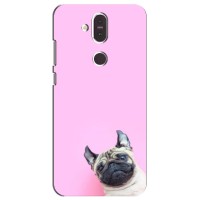 Бампер для Nokia 8.1 , Nokia 8 2018 с картинкой "Песики" (Собака на розовом)
