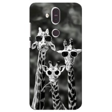 Силіконовий чохол з КАРТИНКАМИ літо для Nokia 8.1 , Nokia 8 2018 (AlphaPrint) (Жирафи в окулярах)