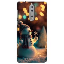 Чехлы на Новый Год Nokia 8 – Снеговик праздничный