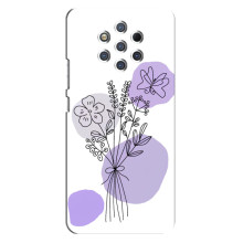 Силиконовый чехол с принтом в цветах на Nokia 9 – Фиолетовый букет