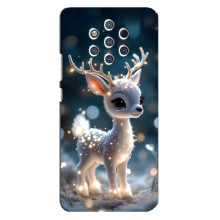 Яркий чехол для Nokia 9 с Зимними Оленятами – Блистающий оленёнок