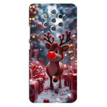 Яркий чехол для Nokia 9 с Зимними Оленятами – Олень среди подарков