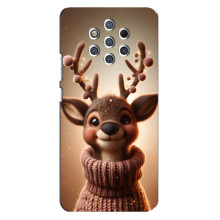 Яркий чехол для Nokia 9 с Зимними Оленятами – Олень в свитере