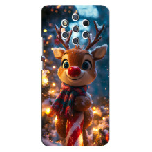Яркий чехол для Nokia 9 с Зимними Оленятами – Олень в шарфе