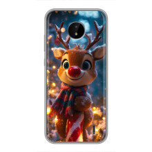 Яркий чехол для Nokia C10 с Зимними Оленятами – Олень в шарфе