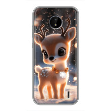 Яркий чехол для Nokia C10 с Зимними Оленятами – Оленёнок