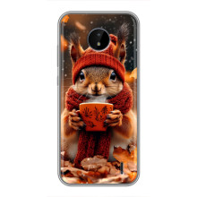 Печатный чехол «Зверята с кофе» для Nokia C10 – Белка с кофе